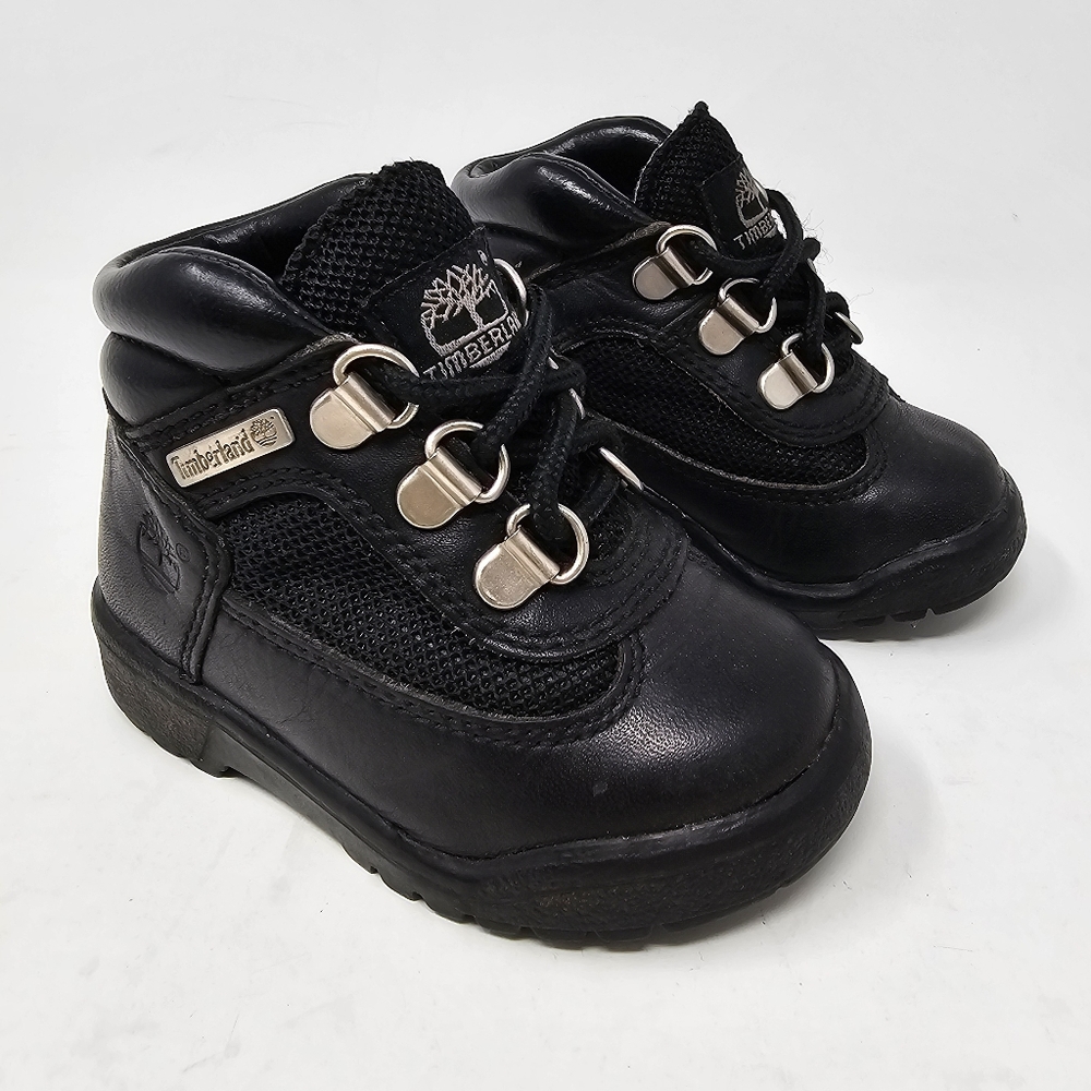 Timberland‎ Black Leather Field Hiking Work Boots 15806M Boys Toddler Size 5.5